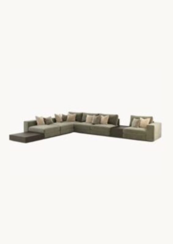 Canapé d'angle arrondi Beige 4 places – Design Moderne et Élégant,